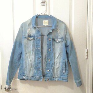 Enjean Denim Distressed Jean Jacket Size Large